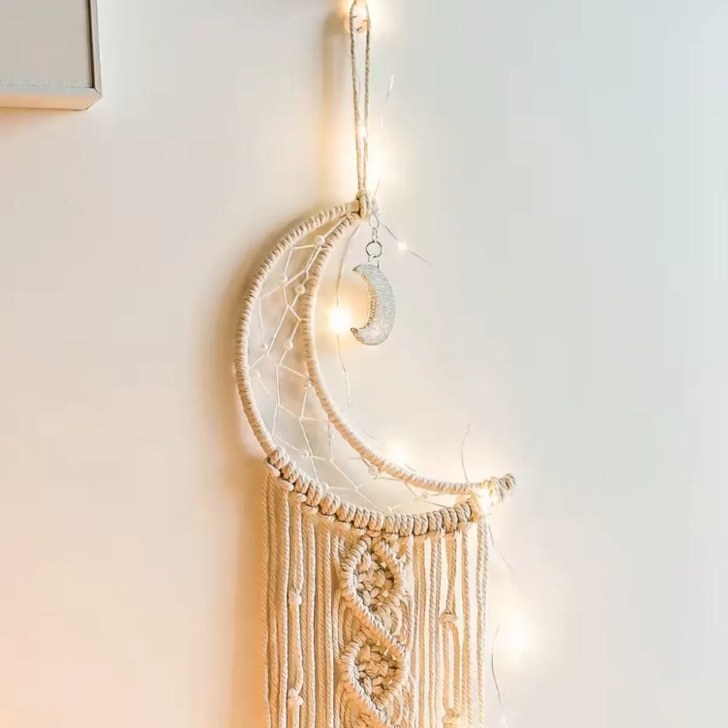 Attrape-rêves macramé lune lumineux - Moon
