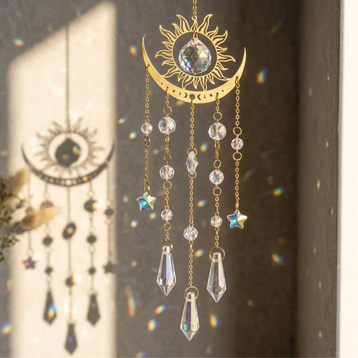 Attrape soleil lune en cristal - Tarot