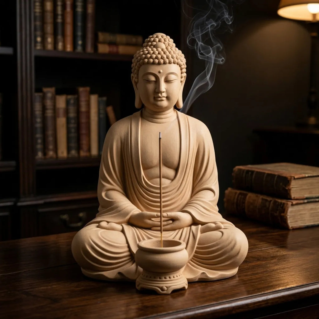 Statue Bouddha brûleur d'encens - Calme