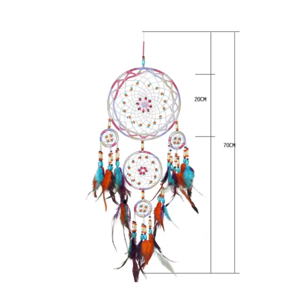 Attrape-rêves en plumes fait main - Arc-en-ciel
