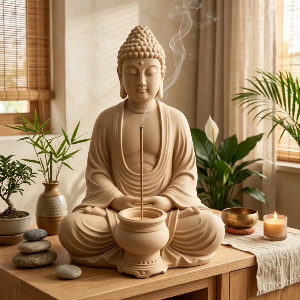 Statue Bouddha brûleur d'encens - Calme
