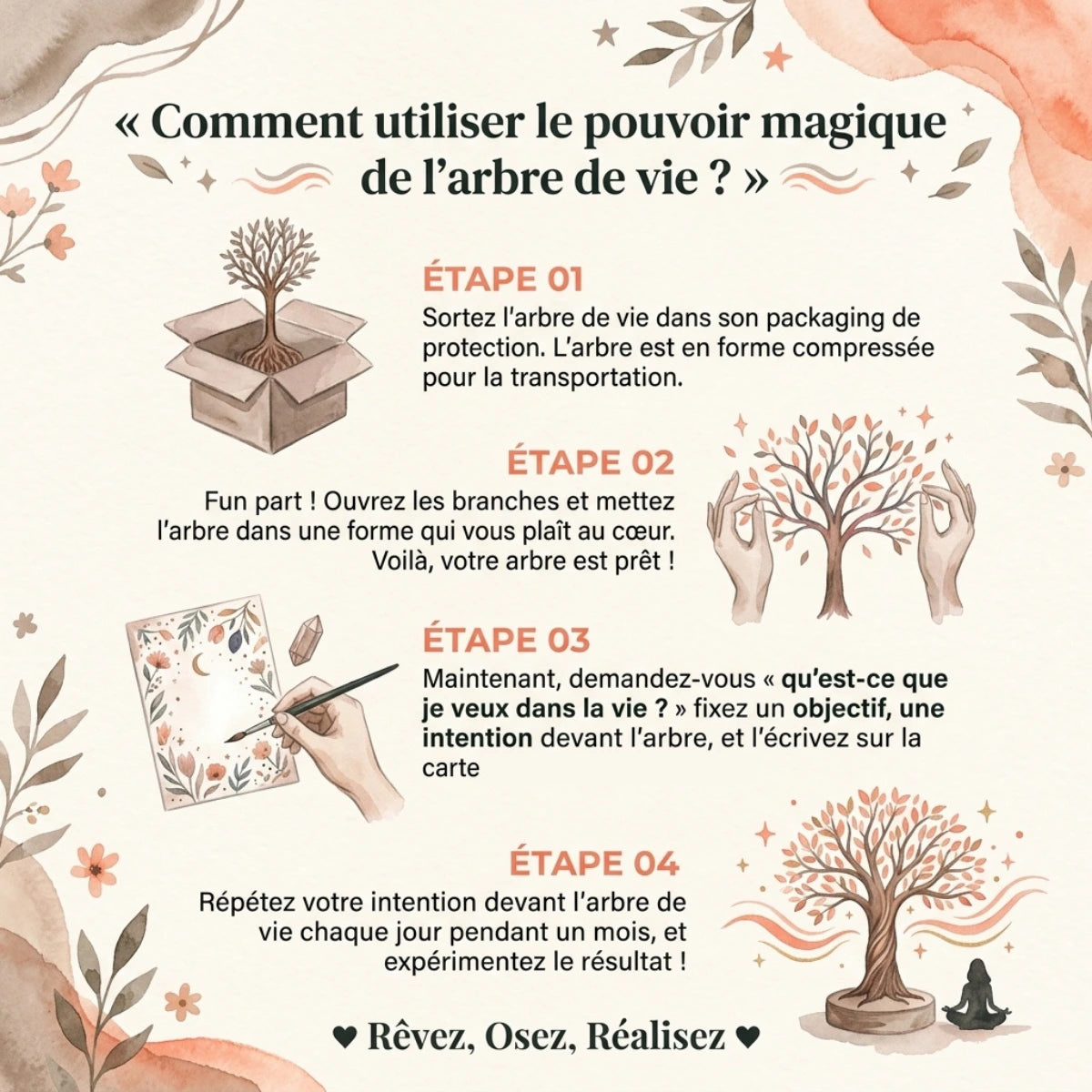 Arbre de vie 7 Charkras en pierres naturelles